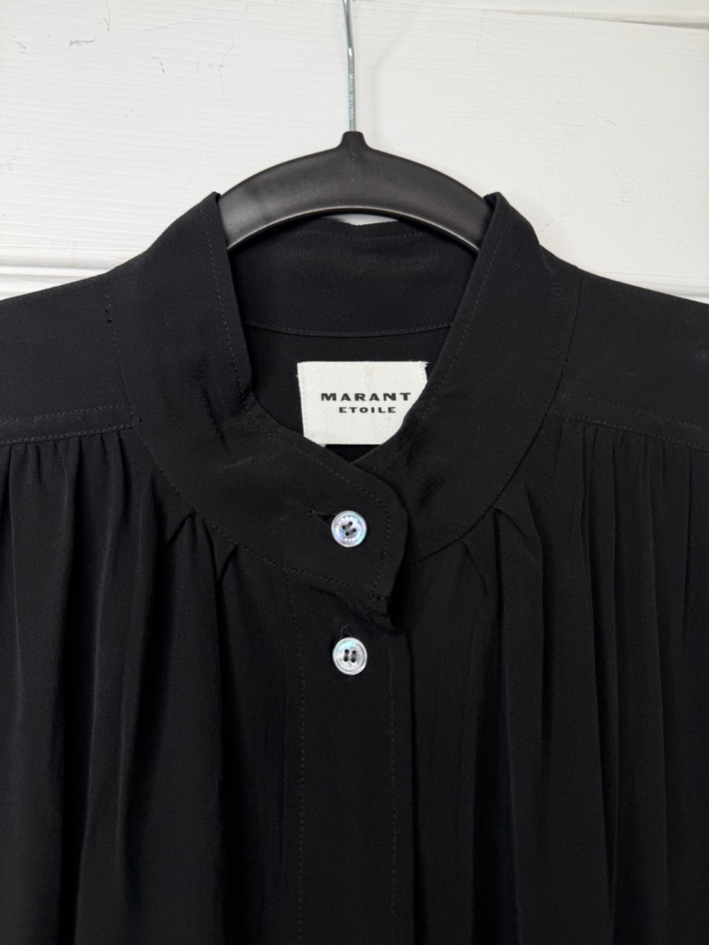 $795 ISABEL MARANT Size 38 • Black Berangere Long Sleeve Cupro Blouse Top. - Picture 3 of 5